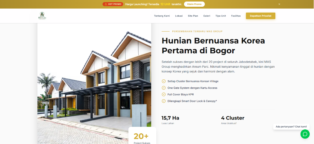 Areum Parc Bogor - Property Marketing Website case study